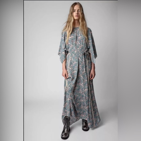 NWT ZADIG & VOLTAIRE Rielle Snake Chaines
Silk-blend Dress L Lace Pastels - Picture 2 of 14